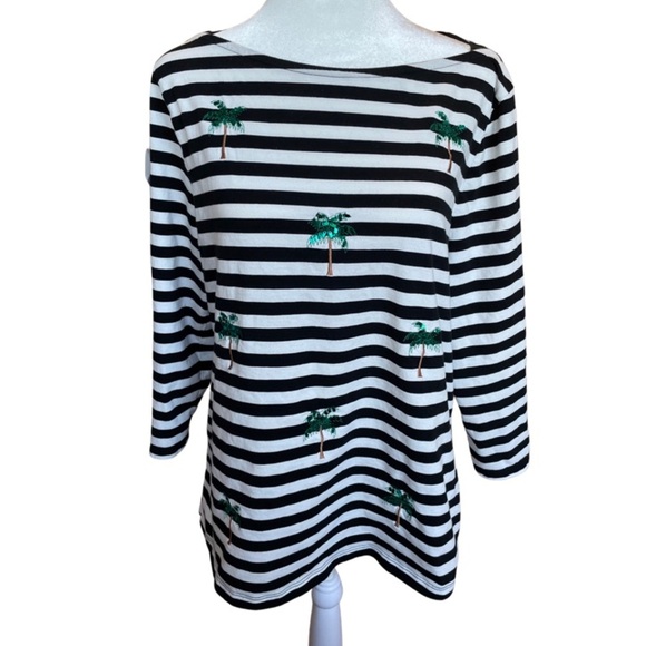 a new day Tops - A New Day striped palm tree top with sparkle details